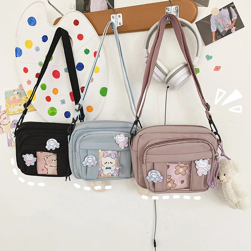 Transparent Funny Card Small Crossbody Bag For Women Travel Shoulder Messenger Bag Nylon Tote Bag