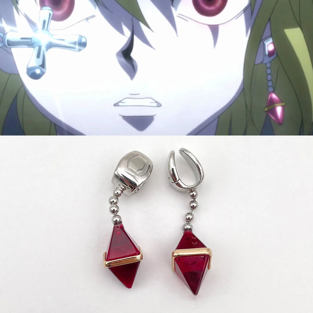 Anime HUNTER×HUNTER Kurapika Ear Clip No Piercing Eardrop Red Zircon Pendant Unisex Gothic Earrings Cosplay Accessories Prop