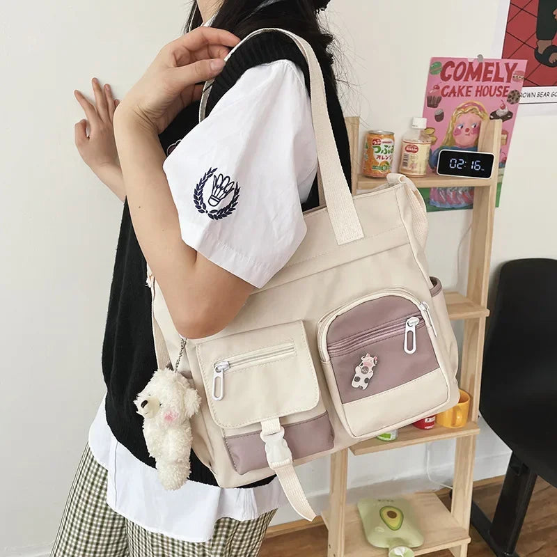 Waterproof Canvas Women Handbags Shoulder Bag Nylon Ladies Messenger Bag Oxford Crossbody Bags Tote Book Bags for Girls Satchels