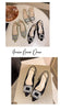 Beige Heeled Sandals Clear Shoes 2023 Women's Black Rhinestone Medium Pointed Closed New Spring Gladiator Block Girls