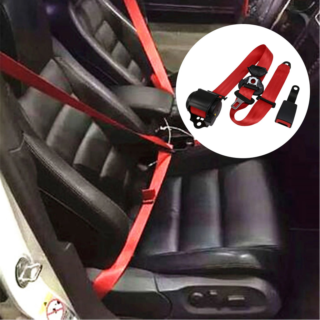 3 Point Car Seat Belt Automatic Retractable Seat Belt for Go Kart Buses Black Red Safety Adjustable Seatbelts Accessories