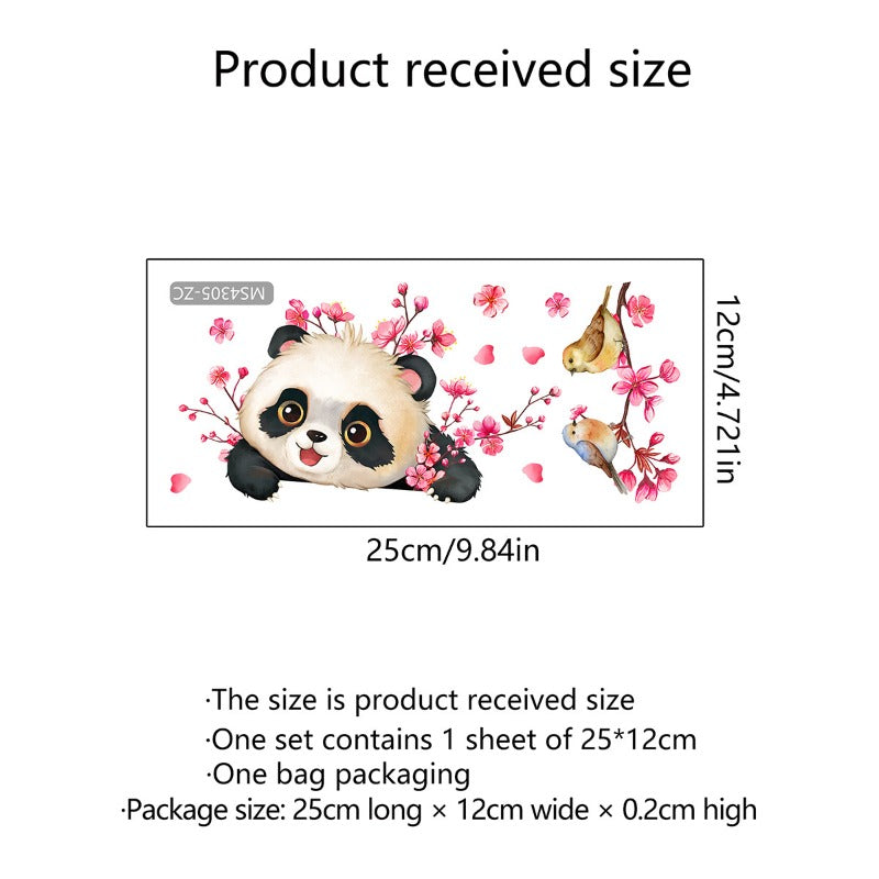 12*25cm Branches Plum Blossom Panda Wall Stickers Switch Stickers Living Room Home Decorative Wall Stickers Wallpaper Room Decor