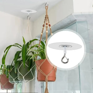 Metal Self Adhesive Stick Ceiling Hook Heavy Duty With No Drilling Home Decoration Gadget For Plants Wind Chimes Accessories