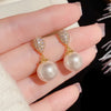 SIANCOLARY Pearl Teardrop Shape Zircon Fashion Dangle Drop Stud Earrings For Women Girl Jewelry Gift