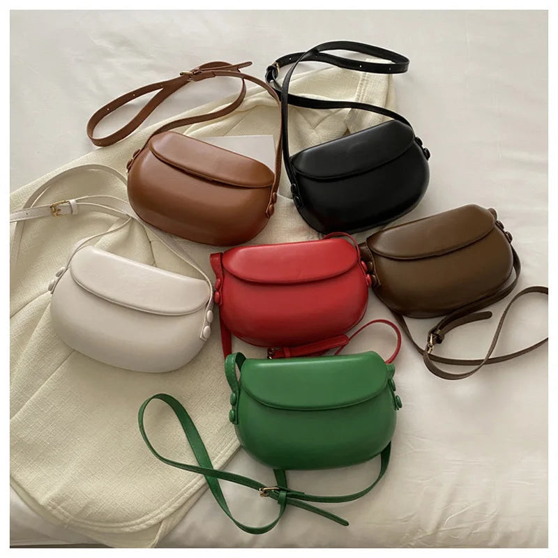 Simple Design Solid Color Women's Crossbody Bags For Daily Used, Adjusted Strap PU Leather Casual Shoulder Bag Ladies Handbags