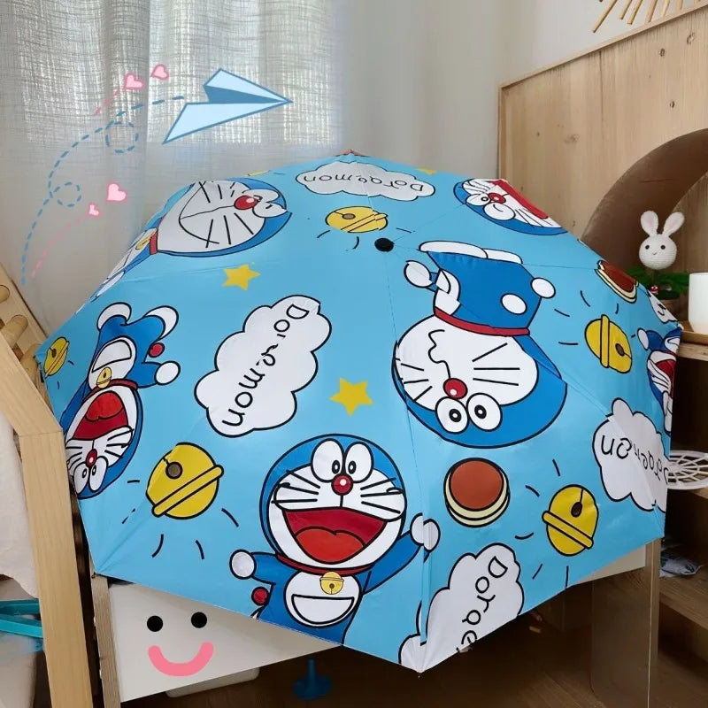 Doraemon Jingle Cat Animation Cartoon Style Metal Material Fully Automatic Three-fold Umbrella Sun Protection UV Parasol