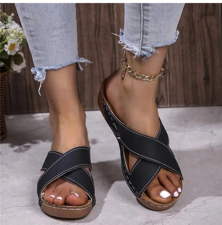 Summer Women Sandals Shoes Retro Walking Shoes Party Ladies Shoes Beach Sandals Woman Soft Female Footwear Women Sandal