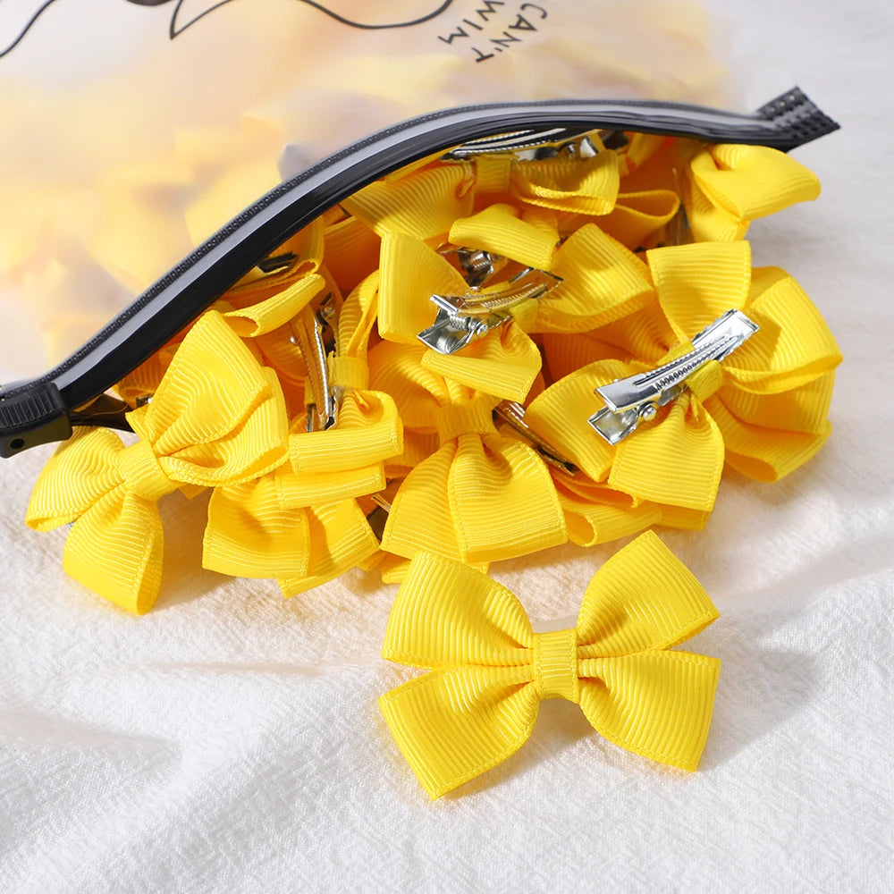 5/15/20Pcs/Set Solid Hairpins for Baby Grosgrain Ribbon Bows Hair Clips Boutique Handmade Headwear Girls Kids Hair Accessories