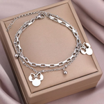 Load image into Gallery viewer, Stainless Steel Bracelets Cute Cartoon Anime Bow Mouse Pendant Bells Beads Layer Chain Bracelet For Women Jewelry Party Gifts
