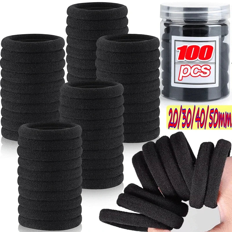 10/100Pcs High Elastic Hair Bands for Women Girls Black Hairband Rubber Ties Ponytail Holder Scrunchies Kids Hair Accessories