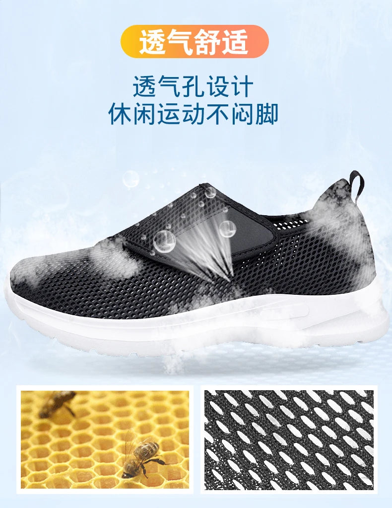 Dad Men Casual Sport Shoes Breathable Lightweight Sneakers Outdoor Mesh Black Running Shoes Athletic Jogging Tenis Walking Shoes