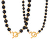 Black Agate Necklace Women Round Bead Chain Gothic Style Accessories Ot Buckle Gold Plated Jewelry Couple Gift