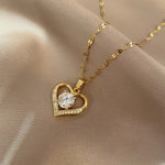 Load image into Gallery viewer, Luxury Shiny Zircon Crystal Heart Pendant Stainless Steel Necklace For Women Korean Fashion Female Wedding Jewelry Neck Chain
