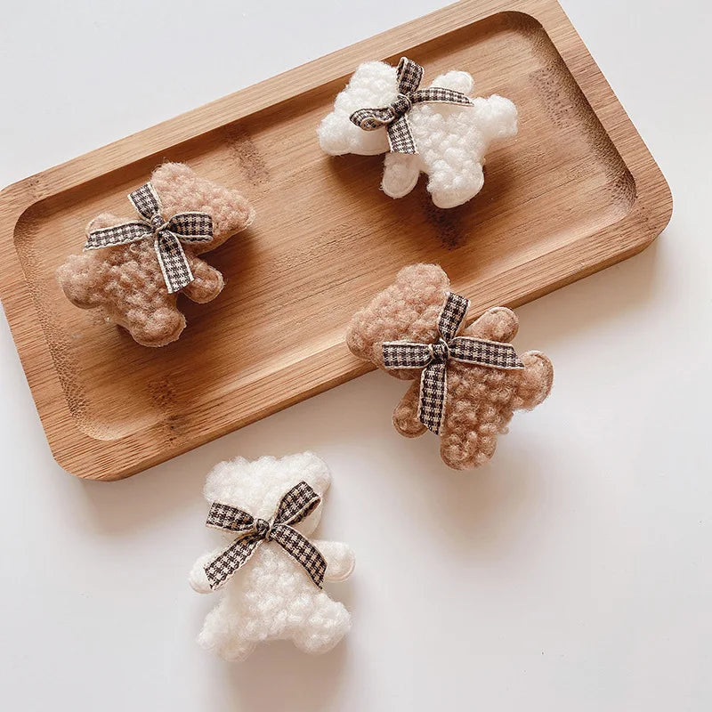 2pcs Toddlers Bear Cute Hair Pins for Children Kids Babies Handmade Girls Hair Clips Fashion Hair Accessories Barrettes Headwear