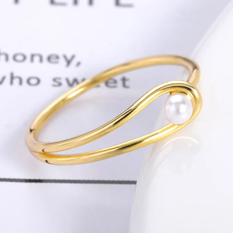 Pearl Temperament Rings For Women Simple Romantic Wedding Ring Fashion Female Jewelry Elegant Finger Accessories Gifts For Wife