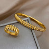 Unique Design Teardrop Beaded Stainless Steel Bracelet for Women Glossy 18K Gold Plated Smooth Bracelets Ring Waterproof Jewelry