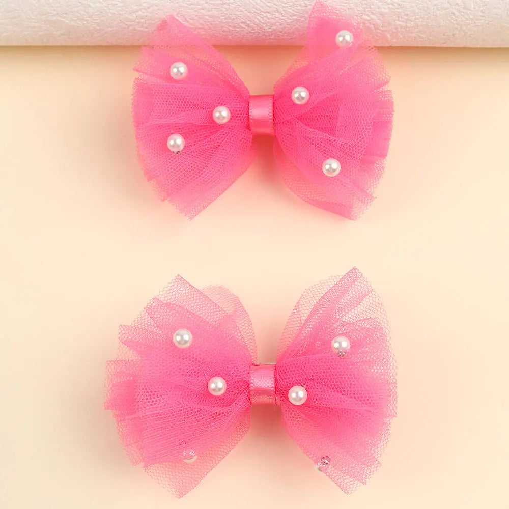 2/6Pcs Sweet Lace Bowknot Hair Clips White Pearl Hairpin Barrettes Lovely Bow Headwear Kids Headwear Girls Hair Accessories