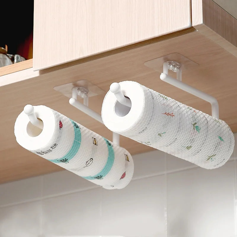 1Pcs Kitchen Tissue Holder Hanging Toilet Roll Paper Holder Towel Rack Kitchen Bathroom Cabinet Door Hook Holder Organizer