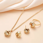 Load image into Gallery viewer, Gold-Color Ball Shape Jewelry Sets Copper Trendy Fashion Style Adjustable Chain Rings Necklace For Woman On Party Wedding
