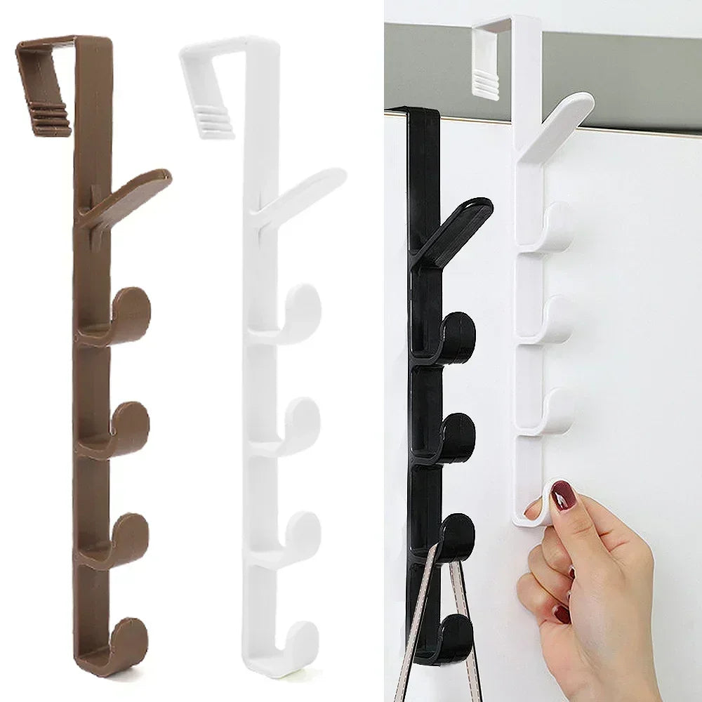 1pc Bedroom Door Hanger Clothes Hanging Rack Over The Door Plastic Home Storage Organization Hooks, Purse Holder For Bags Rails