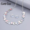 Cring Coco Necklace Set Women's Trendy Round Choker Chain Statement Necklaces Silver Color Earrings Jewelry Sets for Wedding