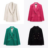 PB&ZA 2023 Autumn/Winter New Casual Fashion Versatile Texture Double Breasted Pockets Casual Blazer