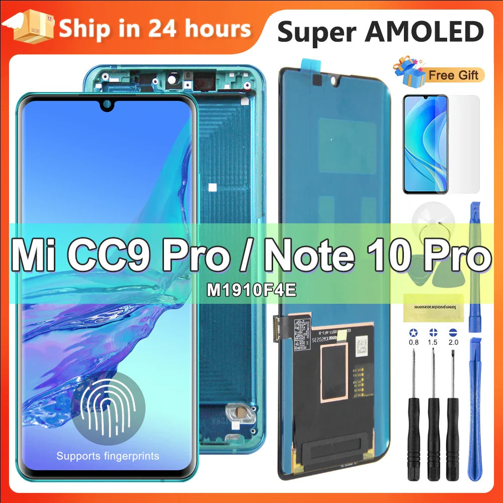 6.47" CC9 Pro Display Screen Replacement, for Xiaomi Mi Note 10 / Note 10 Pro M1910F4G Lcd Display Digital Touch Screen Assembly