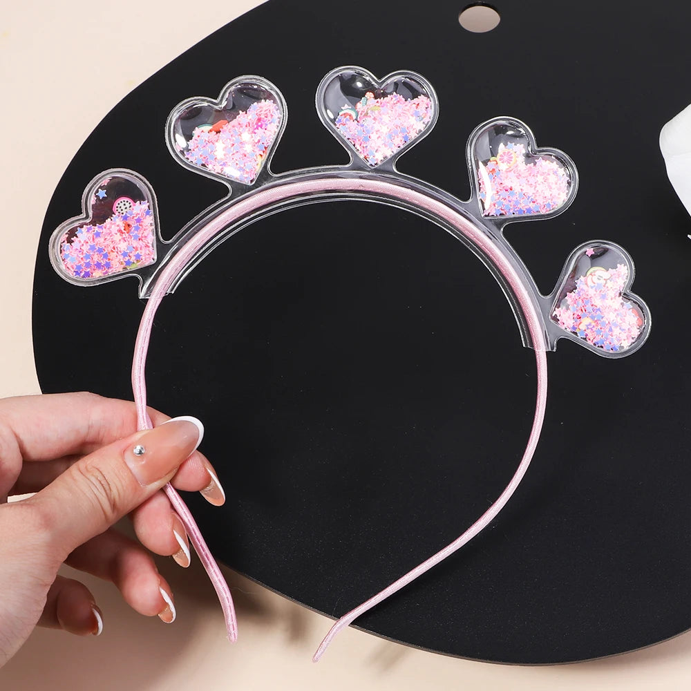 Transparent Quicksand Headbands For Children Kids Girls Fashion Glitter Sequin Teeth Hairbands Bezel Hair Hoops Hair Accessories