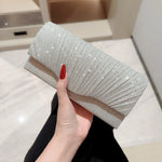 Load image into Gallery viewer, Ladies Glitter Silver Clutch Bag Envelope Evening Bag Fashion Elegant Long Purse Women Chain Shoulder Bags Wedding Party Handbag
