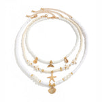 Load image into Gallery viewer, SHIXIN 3Pcs Beach Fish Tail Starfish Short Choker Necklace Set for Women Boho Imitation Pearl Rice Beads Collar Chain Jewelry
