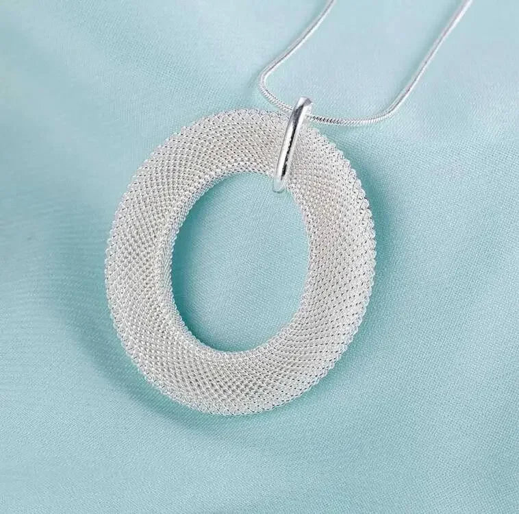 Wholesale 40 75cm 925 sterling silver charms necklace round mesh jewelry fashion cute chain women lady wedding