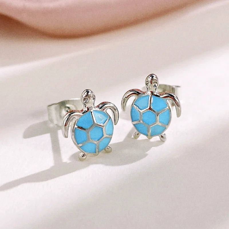 CAOSHI Cute Blue Turtle Earrings Fashion Elegant Lady Daily Accessories Fashion Dainty Animal Jewelry for Engagement Ceremony