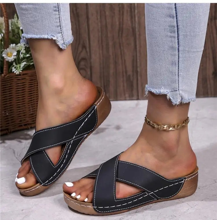 Summer Women Sandals Shoes Retro Walking Shoes Party Ladies Shoes Beach Sandals Woman Soft Female Footwear Women Sandal