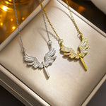 Load image into Gallery viewer, Fashion Retro Angel Wing Necklace Light Luxury Micro-set Pendant Simple Design Stainless Steel Clavicle Chain Gift
