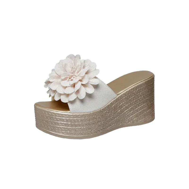 Wedges Sandals Women Slippers Summer Beach Platform Shoes Flower Slippers Women High Heel Slippers Women Fashion