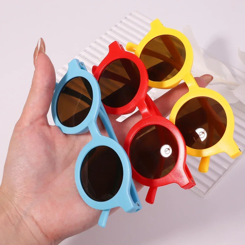 2Pcs/set Kids Summer Round Sunglasses Bows Headband Gift Sets Children Lovely Glasses Protection Hair Accessories for Girls