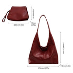 Load image into Gallery viewer, Soft PU Leather Quality Underarm Bag Vintage Wine Red Ladies Shoulder Bag Commuter Large Handbag 2pcs Women's Versatile Tote Bag
