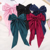 2PCS Elegant Bow Ribbon Hair Clip Fashion Solid Bowknot Satin Hairpin Barrettes Girls Ponytail Clip Women Hair Accessories 14Y+