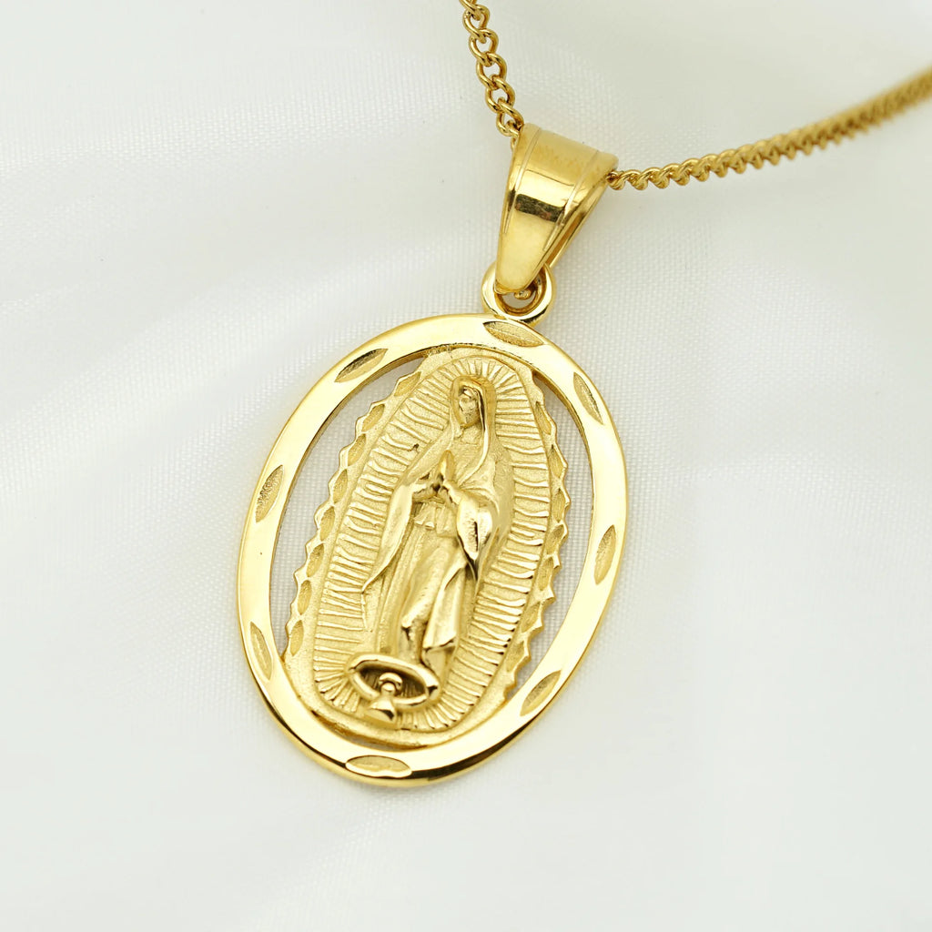 Catholic Necklaces For Men/Women Gold Color 316L stainless steel Pendant Religious Mother Virgin Mary Jewelry Christmas Gifts