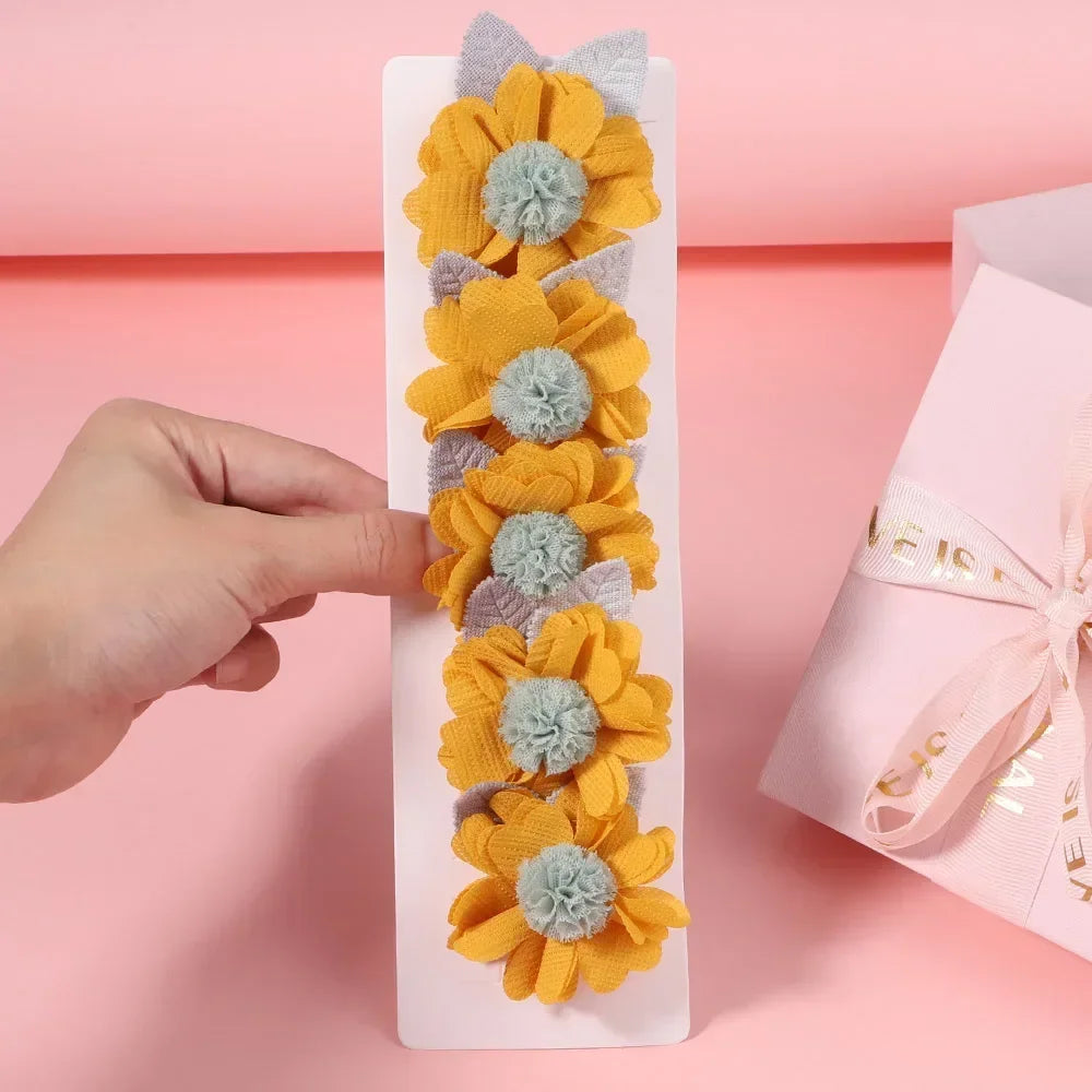 5/3Pcs Children Handmade Chiffon Petals Poppy Flower Hair Clips Rolled Rose Fabric Hair Flowers for Kids Girls Hair Accessories