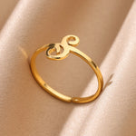 Load image into Gallery viewer, Initial Letter Rings For Women Gold Color Stainless Steel  A-Z Letter Adjustable Ring Aesthetic Wedding Fashion Jewelry Gift BFF
