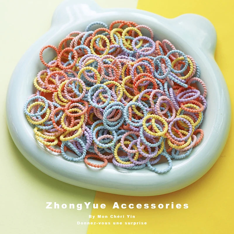 100Pcs/lot Elastic Nylon Rubber Band for Kids Colorful Hairband Hair Accessories Child Hair Ring Head Rope Scrunchies Wholesale