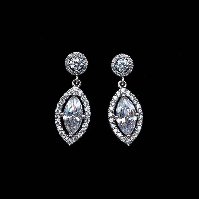 Chic Marquise Cubic Zirconia Dangle Earrings for Women Fashion Luxury Bride Wedding Earrings Good Quality Ear Jewelry E8278