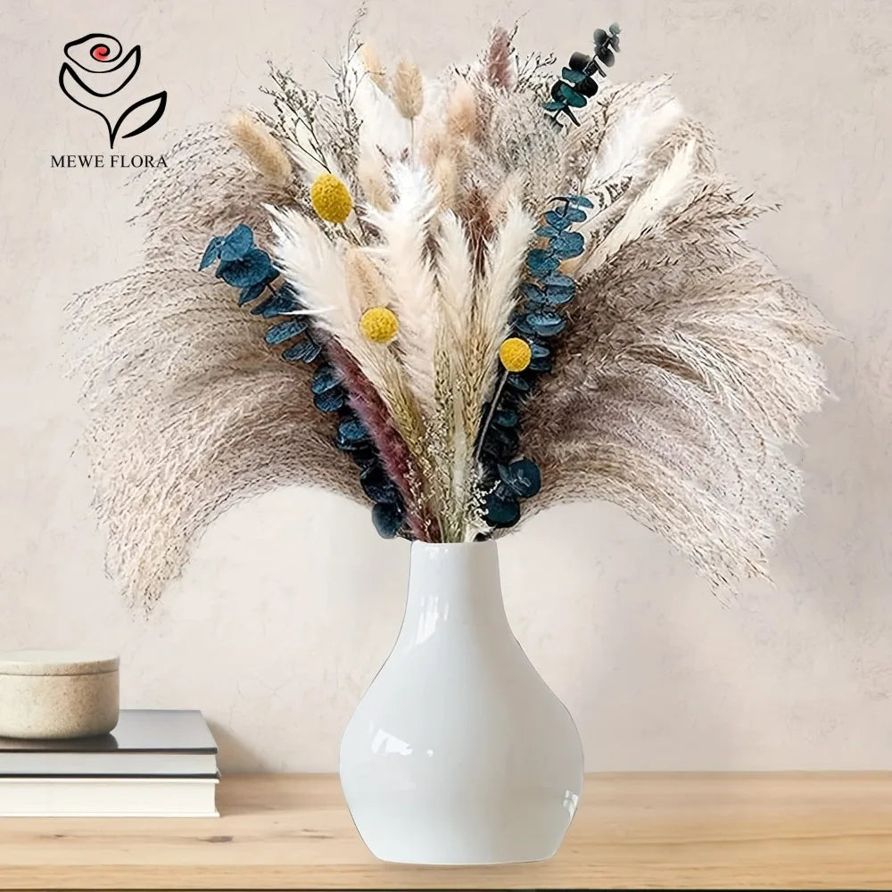 Natural Dried Pampas Grass Flowers Bouquet for Christmas Decoration Reed Eucalyptus Boho Home Decor DIY Making Craft Accessories