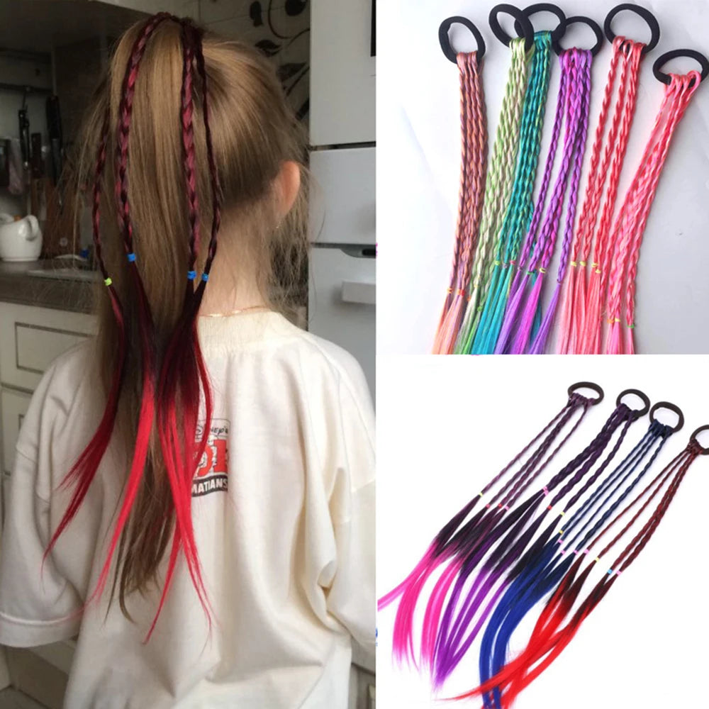 1pcs New Simple Kid Elastic Hair Band Rubber Hair Accessories Kids Wig Headband Girls Twist Braid Rope Headdress Child Gift