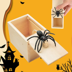 Wooden Prank Trick Practical Joke Home Office Spider Scare Prank Box Toy Kids Parents Friend Funny Play Game Gift Surprise Box
