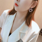 Load image into Gallery viewer, fashion earrings silver needle love purple hollow female simple heart-shaped earrings
