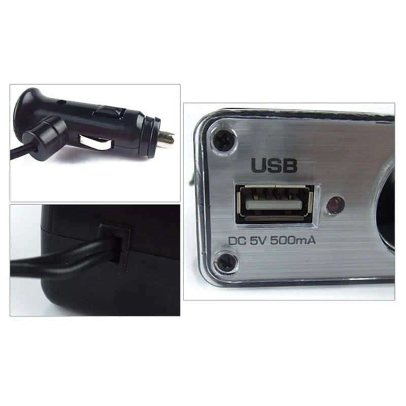 Car Socket Expander with USB Charging Power Triple Adaptor Cigarettes Lighter Splitter Charge Multiple Devices Accessory