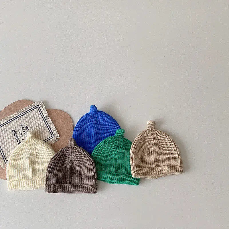 2024 Korea Baby Knit Hat Infant Beanie For Girls Boys Cute Infant Baby Bonnet Caps Elastic Kids Hats Newborn Baby Accessories