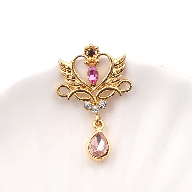Anime sailor moon charms crystal pendant earrings gold color zircon women ear nails for girl jewelry accessories party gifts